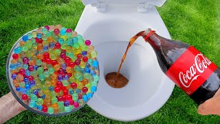 Experiment Orbeez vs Coca Cola 7Up Mirinda and Mentos in Toilet!