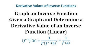 Graph Inverse Function Given a Graph / Determine a Derivative Value of an Inverse Function (Linear)