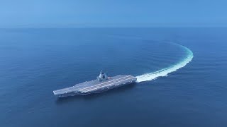 China's Fujian (003) Aircraft Carrier Sails to Sea Trial, 4K HD. No water mark.中国003福建号航空母舰4K高清