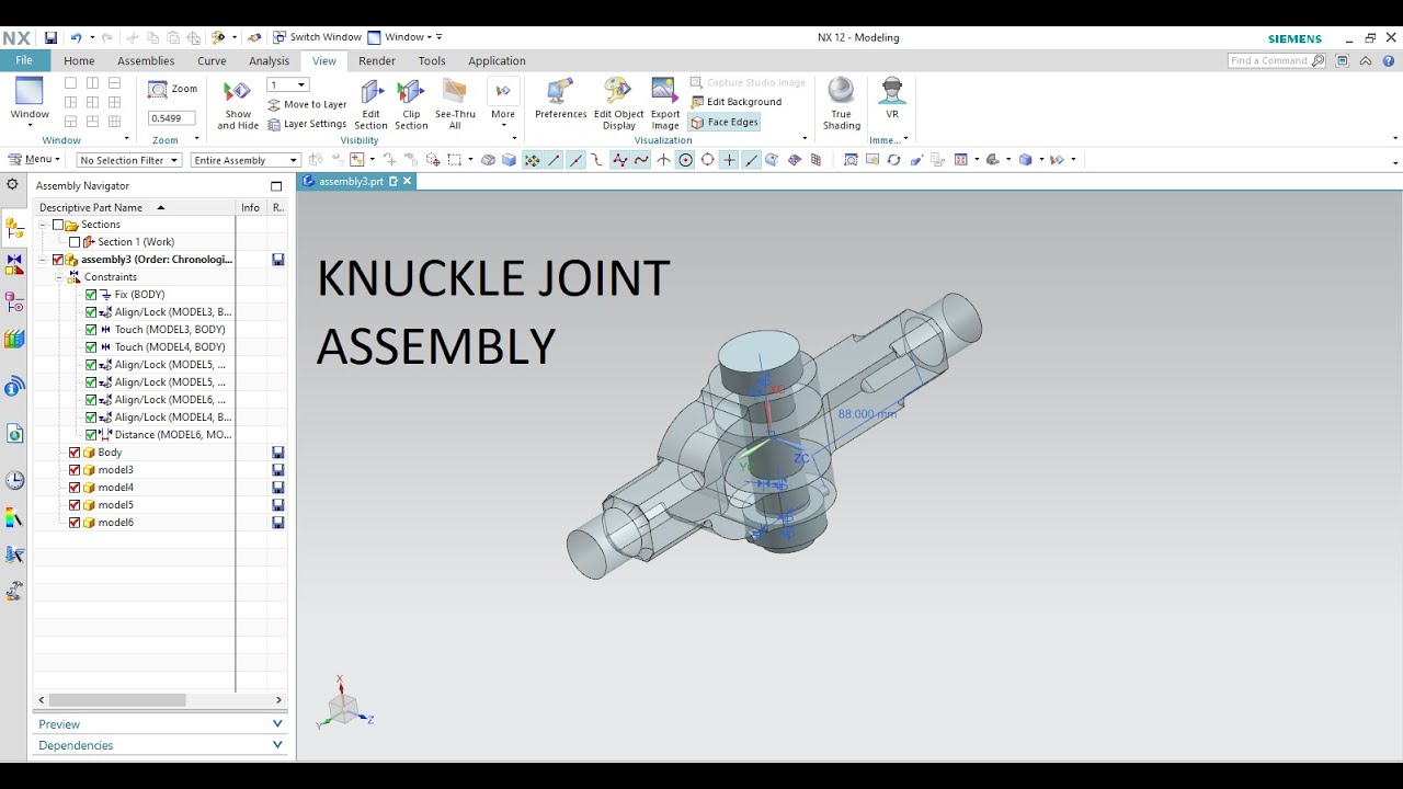Assembly tools NX 12- Knuckle Joint Assembly in NX - YouTube