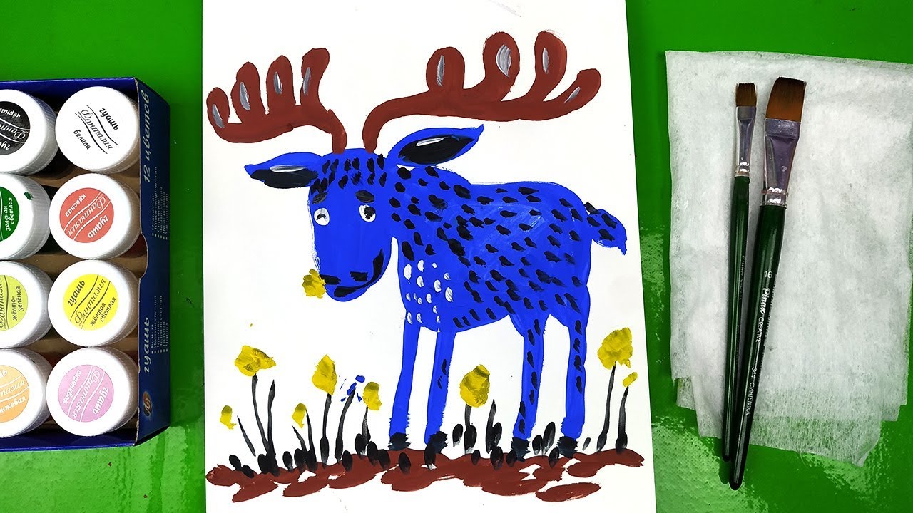 Рисуем гуашью рыба кит папа рисует