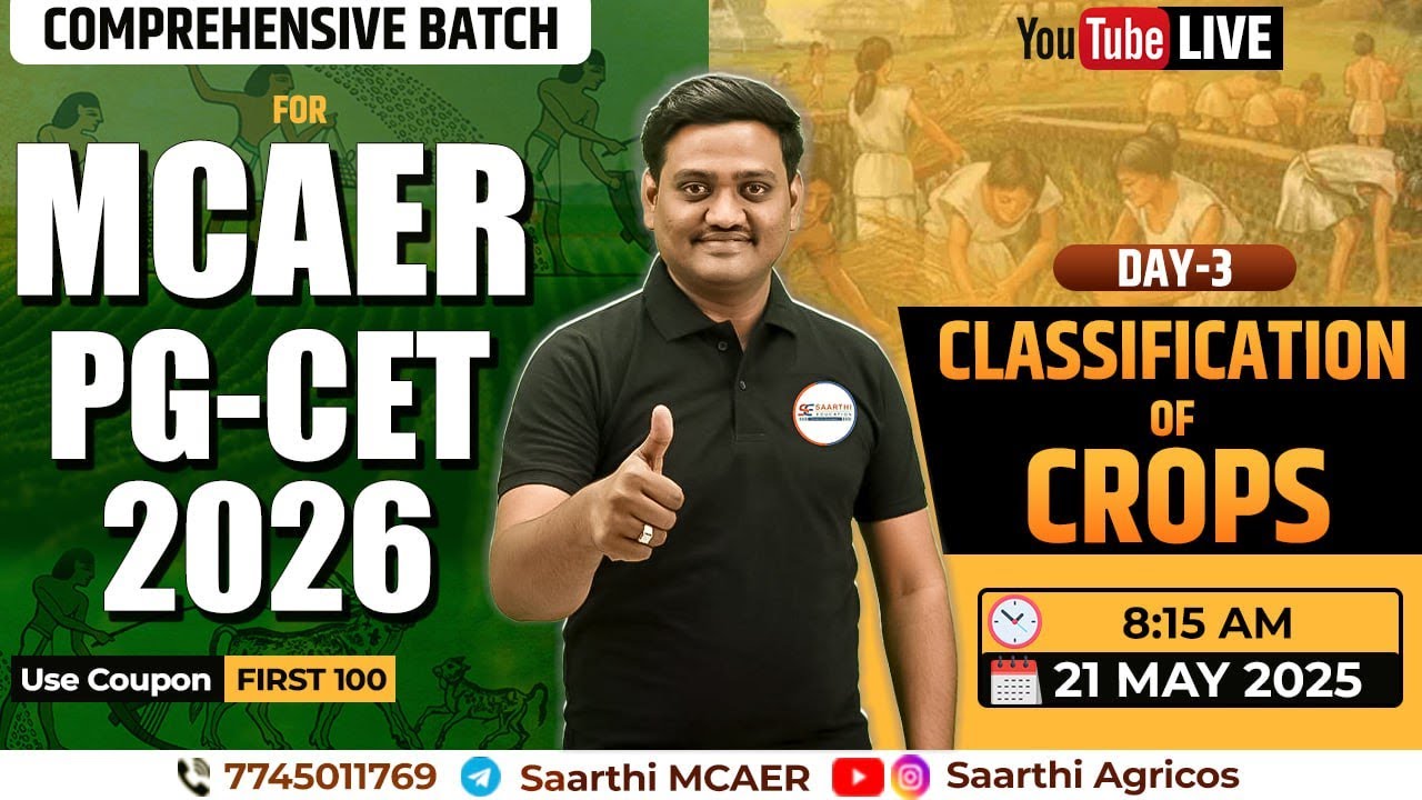 Comprehensive Batch || MCAER PG CET  2026 II Classification Of Crops  ll By : Siddheshwar Konghe Sir