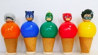 Pj Masks Balls Ice Cream Cones , Learn Colors With Pj Masks Wrong Heads