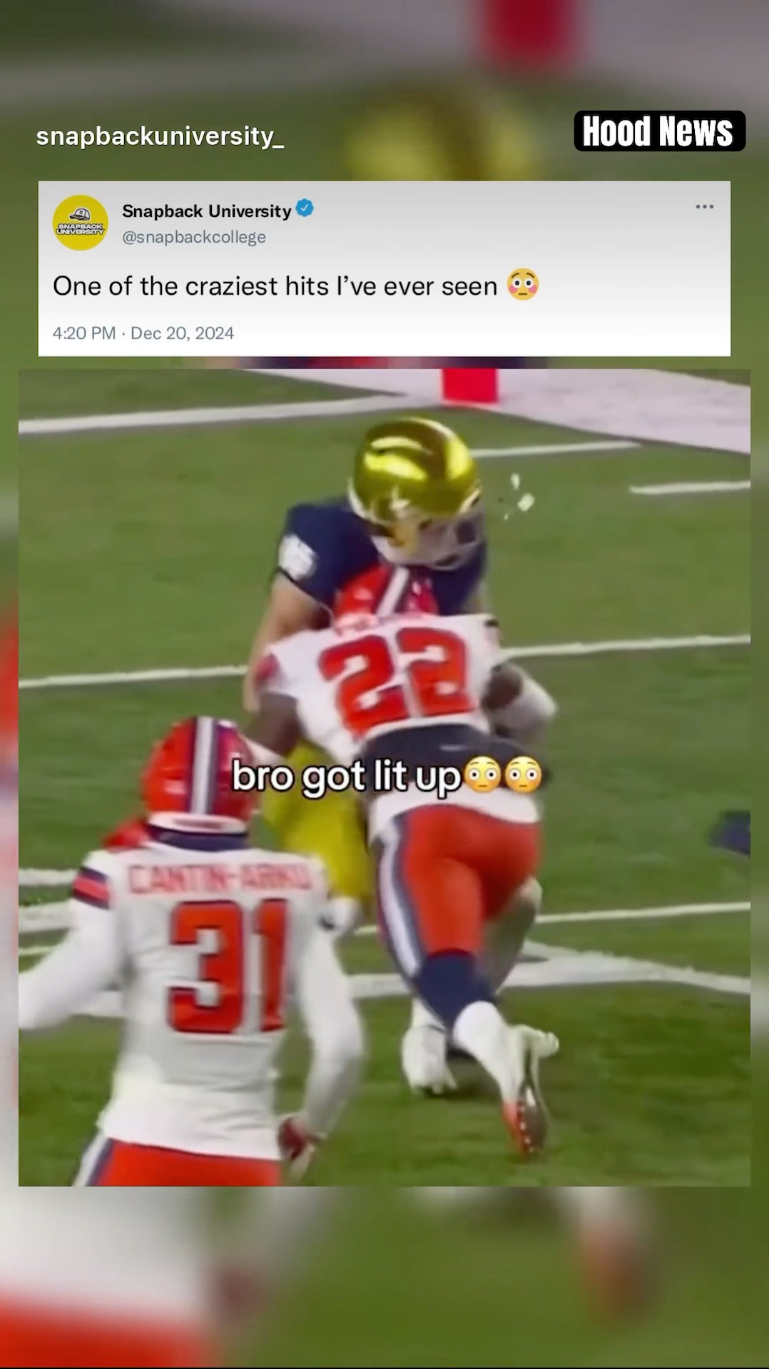 Bro got lit up ? #hoodnews #football #sports #shortvideo #ballislife #omg #how #wow #wtf #notredame