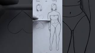 How to draw a thin and fat woman. #drawing #amazing #sketch #pencildrawing #slim #fat