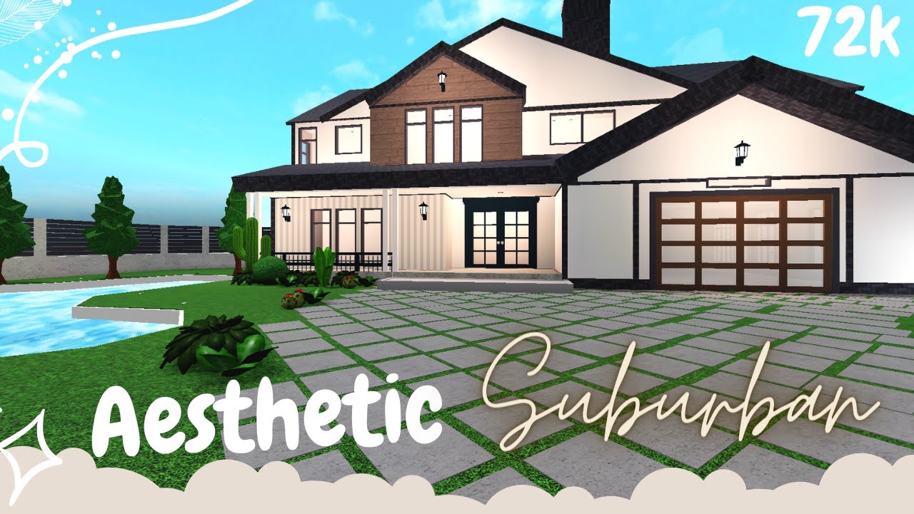 Aesthetic Suburban Home SpeedBuild - Bloxburg - Exterior - YouTube