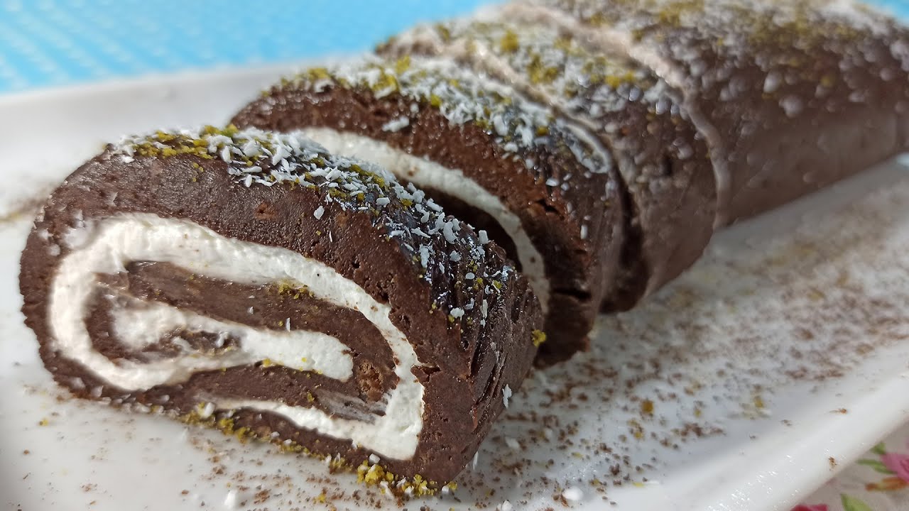 Chocolate roulette dessert, no oven, no eggs, you will be surprised by ...