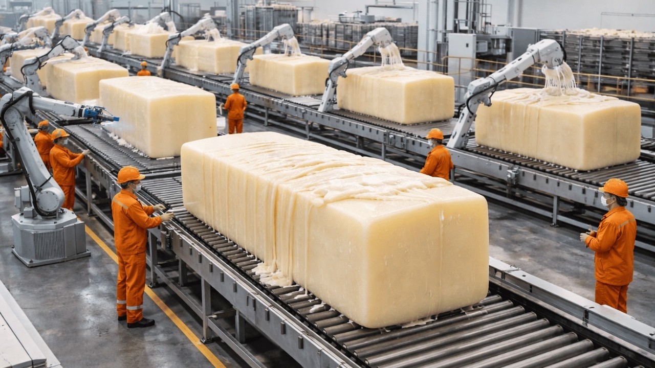 How Cheese Is Made in a Giant Factory 🧀🏭 (Amazing Process)