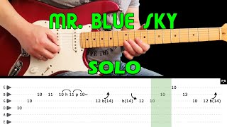 Miniatura de vídeo de "MR  BLUE SKY - Guitar lesson - Guitar solo (with tabs) - E.L.O. - fast & slow"