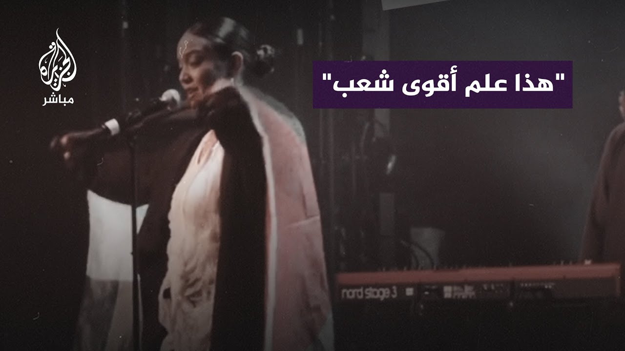 الفنانة النرويجية هيلاري أليسون ترفع علم فلسطين وتطالب بوقف الحرب