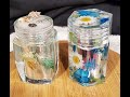 Beautiful DIY, blue and white flower resin jar