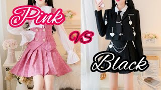 [Black 🖤 vs Pink 🩷]|food 🥝|dress 👗|heels 👠|nails 💅 etc#yt#blackpink#korean