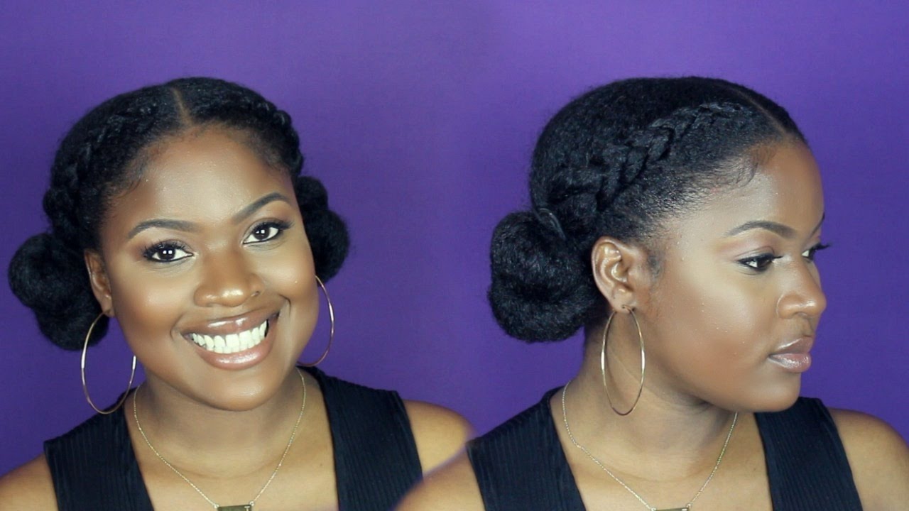 Double Cornrows with Low Space Buns | Natural Hair Tutorial - YouTube