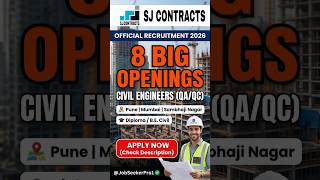SJ Contracts Recruitment 2026 | Walk-in Interview Pune &amp; Mumbai | QA/QC Civil Jobs @JobSeekerPro1