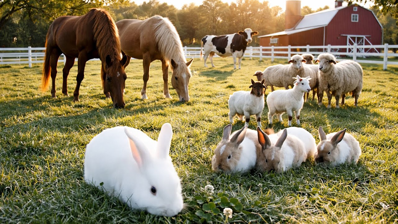 Cute Farm Animals Compilation - Horses, Sheep, Cows, Bunnies, Chickens, Turkeys