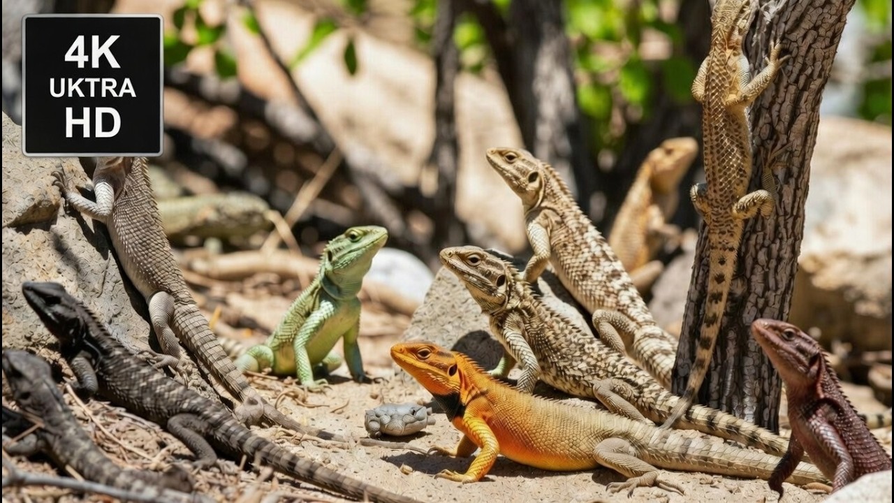 4K ULTRA HD Relax in the 50 Species Of Lizards In North America (Cute Moments)