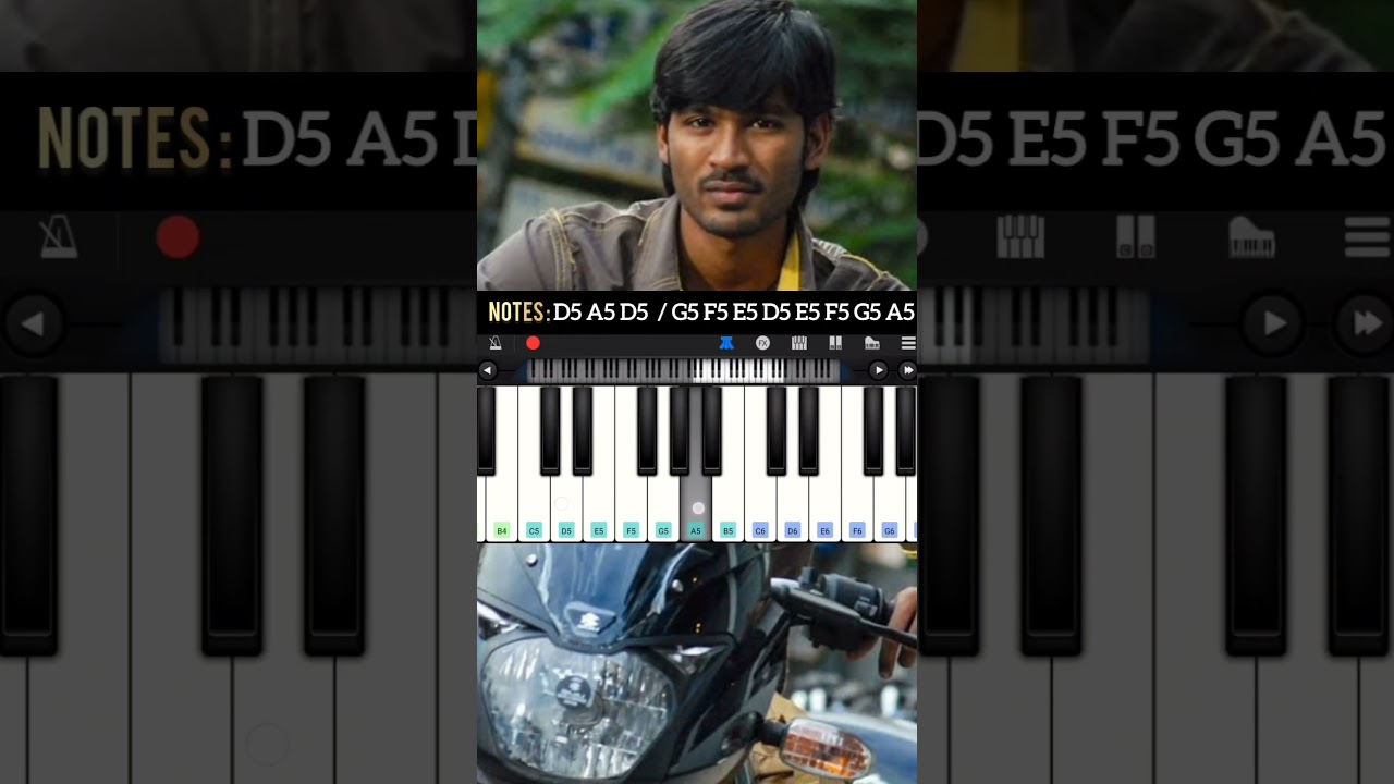 Polladhavan Bike BGM Piano Tutorial With Notes |