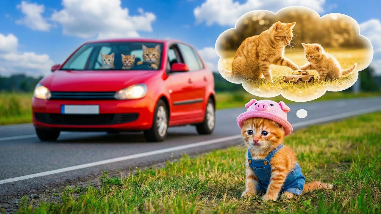 Ginger Kitten Misses Dad, Mama Meow Works In Restaurant To Surprise Him With Red Car Toy