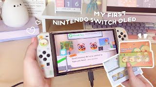 ꒰ Unboxing ꒱ Nintendo Switch Oled : Accessories + เล่นเกมส์ Animal crossing! ครั้งแรก🏝️(◍˙꒳˙◍)