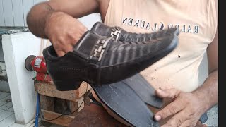 como colar e costurar sapato social