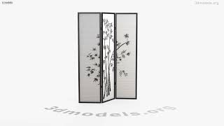 Room Divider Screen 3 Panel 3D model by 3DModels.org