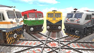 Trains Crossing Each Other on Bumpy Railroad Tracks - Railroad Crossing Indian Train Simulator 2022