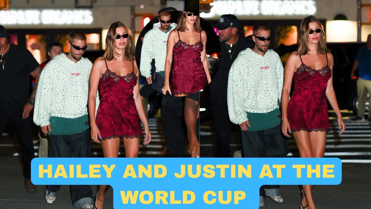 justin bieber hailey bieber red dress Wows in Red-Hot Lacy Slip With After World Cup Final Halftime Show Hailey Bieber Weighs In on