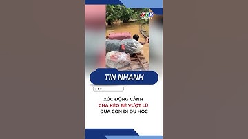 Xúc động cảnh cha kéo bè vượt lũ đưa con đi du học