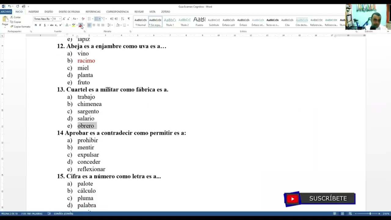 Examen Cognitivo Completo / Concurso Docentes