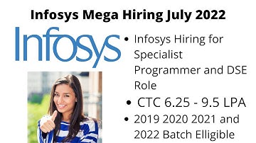 CTC 6.5 LPA and 9.5 LPA  | Infosys Hiring Specialist Engineer and DSE Role | Apply Now