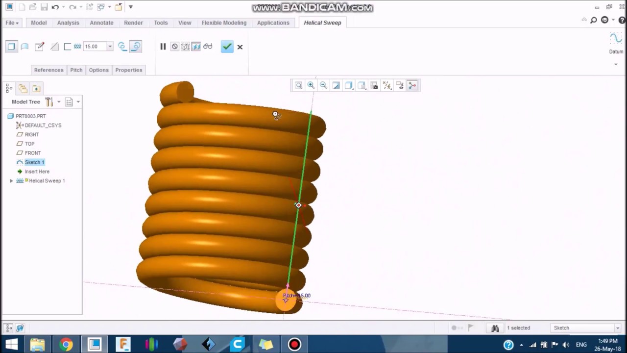 Designing Springs using helical Sweep - YouTube
