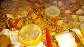 بايلا.الاسبانية بفواكه.البحر.والدجاج.لذيذة.جداrecette.de.paella