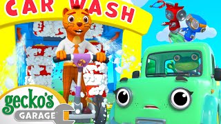 Runaway Car Wash | Gecko's Garage | Trucks For Children | Cartoons For Kids