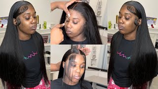 Slay Series 6😍| BUST DOWN MIDDLE PART😍✨| Straight Wig Install | LOW HAIRLINE TIPS😍 |Tinashe Hair✨