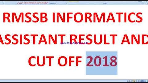 RMSSB INFORMATICS ASSISTANT RESULT AND CUT OFF 2018