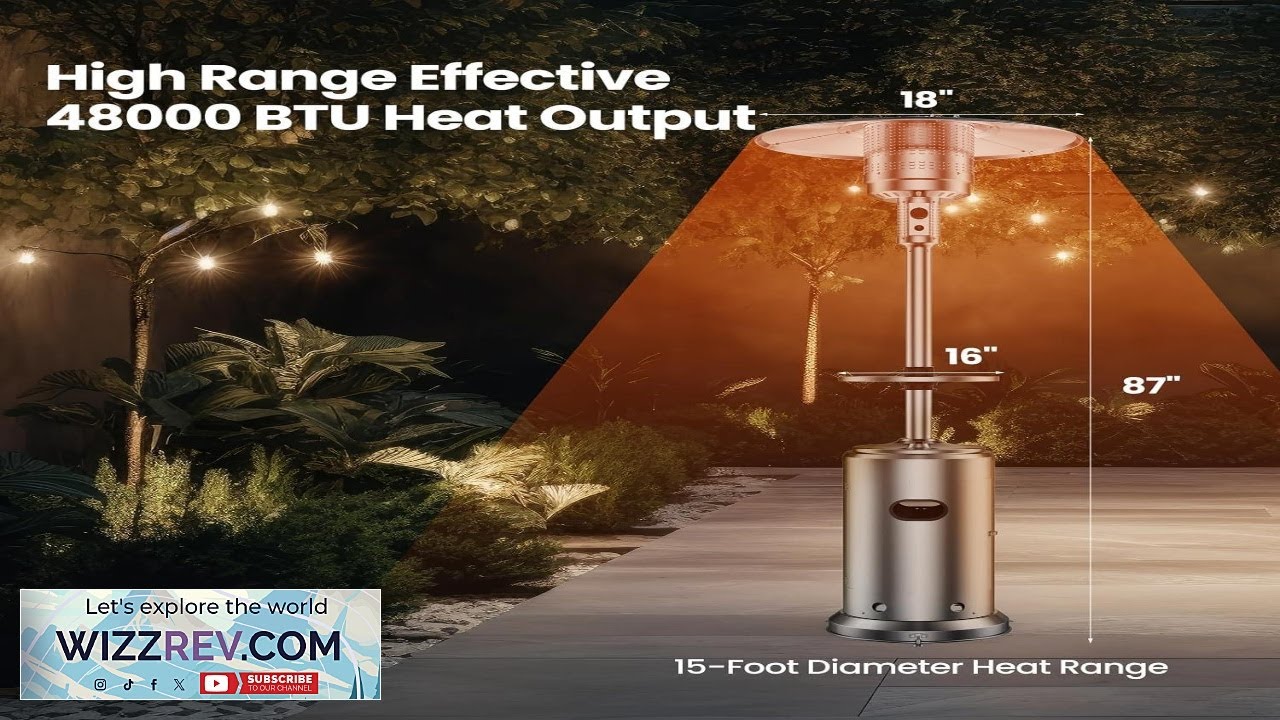 Обязательные вещи: Уличный обогреватель Garvee мощностью 48 000 BTU, зонт из нержавеющей стали с ...