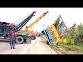 3718 LP Tata Truck Accident Turn Over On Pond Resqued By Ace 14 ×w Hydra With 2 Crane (Part-4)