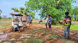 ឡានដឹកដីជាប់ផុង | Dump Truck Stuck Mud, Bulldozer Pushing-19-05-2024