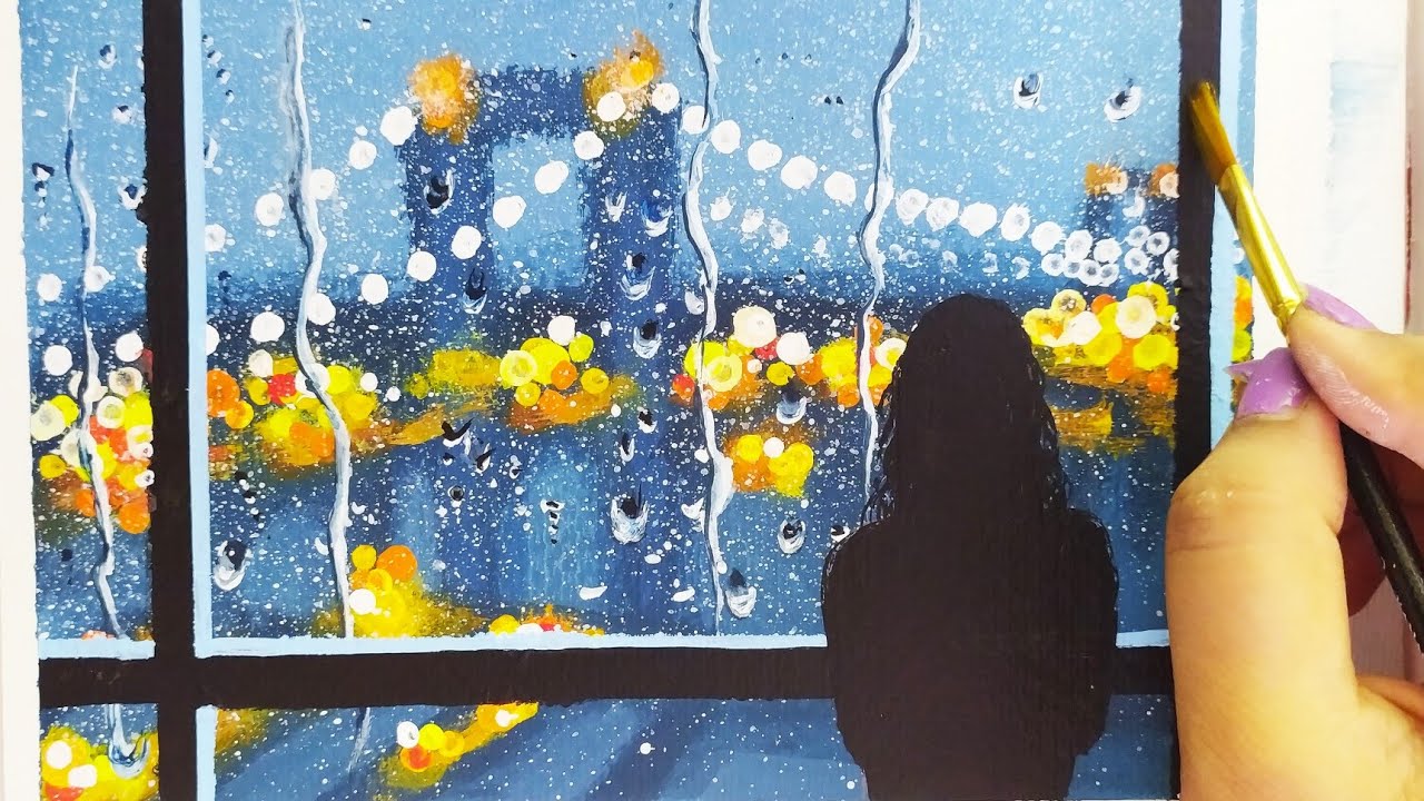 Rainy Day Painting / Acrylic Painting for Beginners 