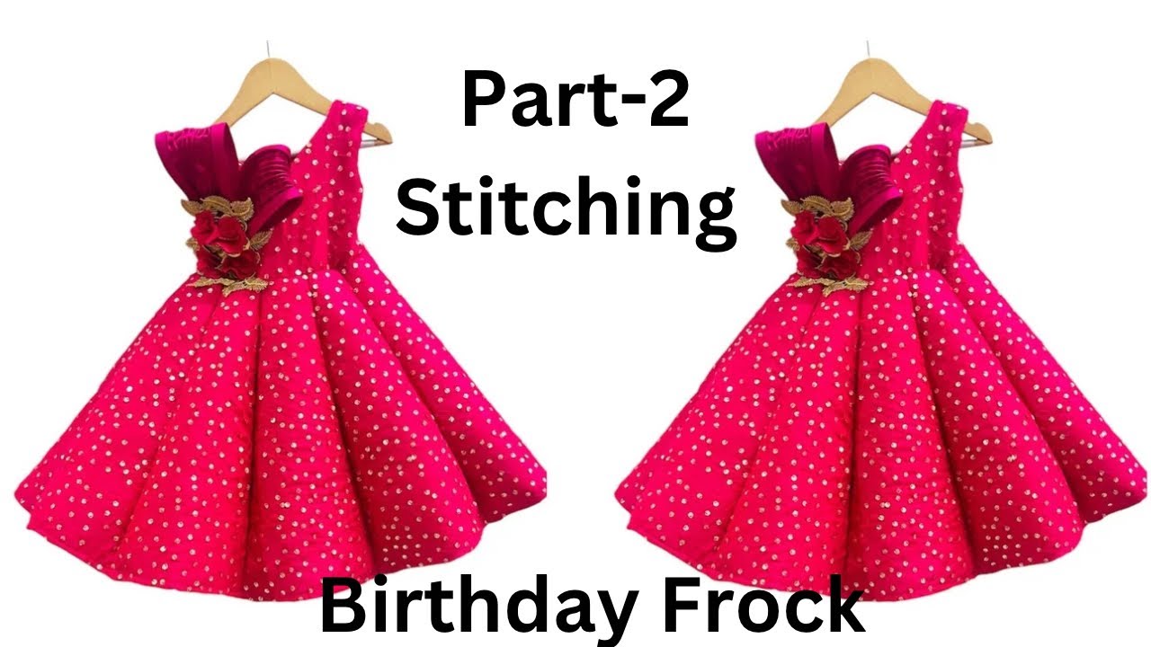 Birthday baby frock Cutting and Stitching|Structured Shoulder Panel frock|Ball gown making for 1 yr