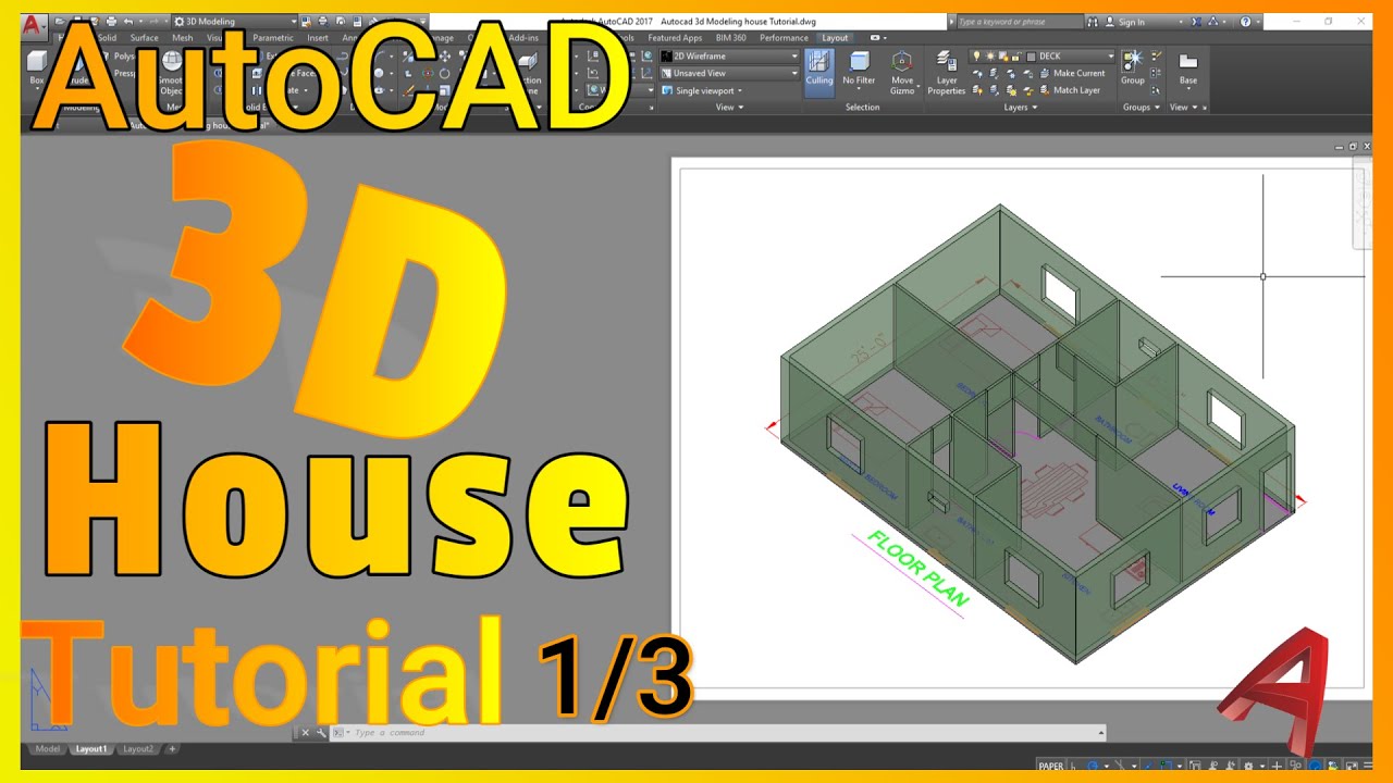 AutoCAD How to Draw a 3D House for Beginners, Como Dibujar un Plano de ...