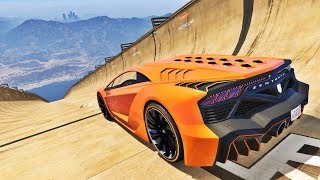 CARROS NA MEGA RAMPA DE SALTO E LOOPING! INCRÍVEL (GTA V)