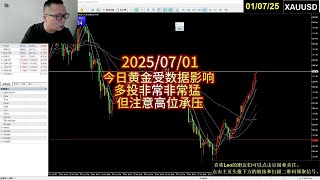 今日黄金受数据影响 多投非常非常猛  但注意高位承压