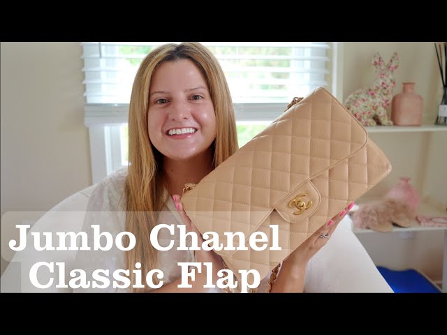 CHANEL Beige Claire Jumbo Classic Flap Review & What's in my bag