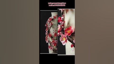 BÌNH THỦ CÔNG HỌA TIẾT HOA ĐÀO ĐẮP NỔI -một bức tranh đẹp mềm mại, trang nhã và sang trọng🍃🍃🌸🌸🍂🍂