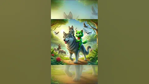Watch the video about Cat & Wolf Ride Together with a Forest Guard! #cuteanimals #cat #cute #ai #meow #meowcat #catlover