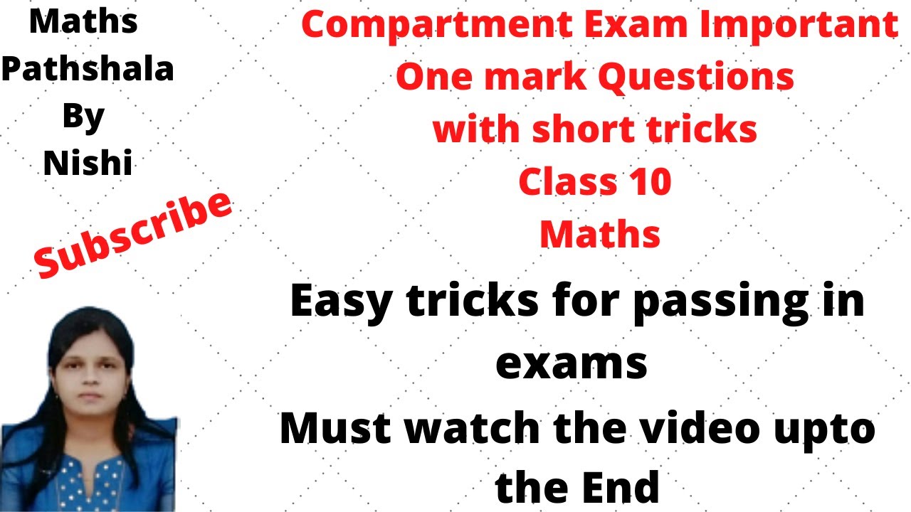 Cbse compartment exam 2020 /10th maths compartment  /one mark important questions  chapter wise