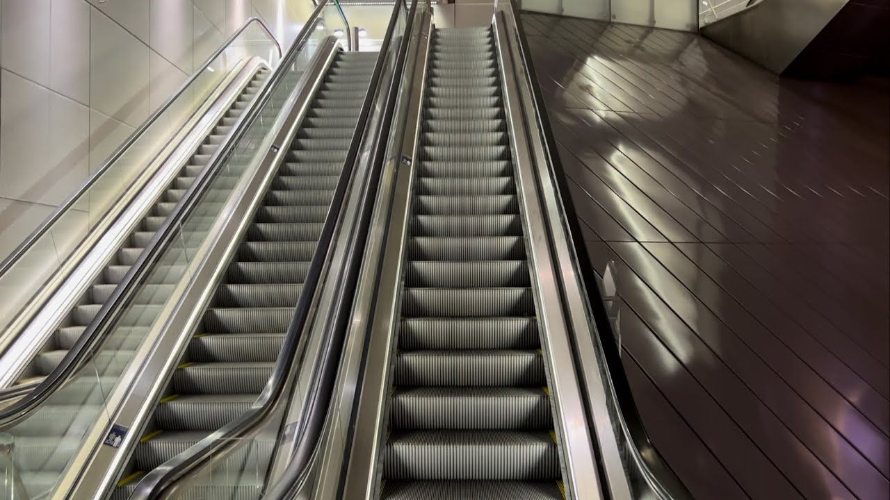 Amsterdam, Netherlands. 10x ThyssenKrupp Escalator ride at Centraal Station Metro Line B - part 2/4
