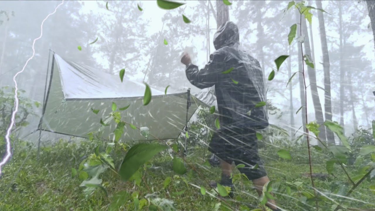 ⚡️THUNDERSTORM, FLOOD & RAINSTORM‼️ CAMPING IN VERY HEAVY RAIN WITH POWERFUL THUNDERSTORM‼️ 
