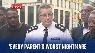 Police news conference after teenager stabbed to death on her way to school in south London